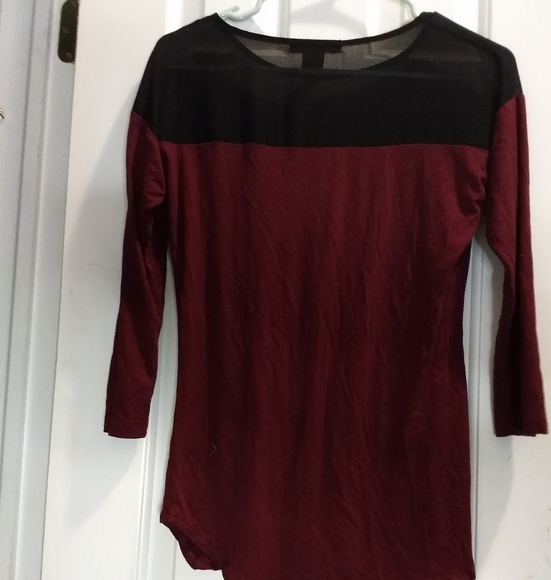 Maroon and Black Mesh Shirt - Picture 4 of 6